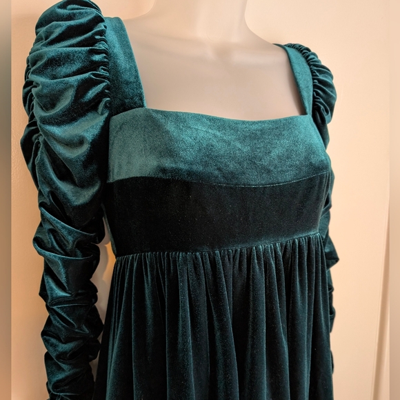 Holiday Dress Green Velvet Babydoll 2 Antonio Melanie - Picture 5 of 11